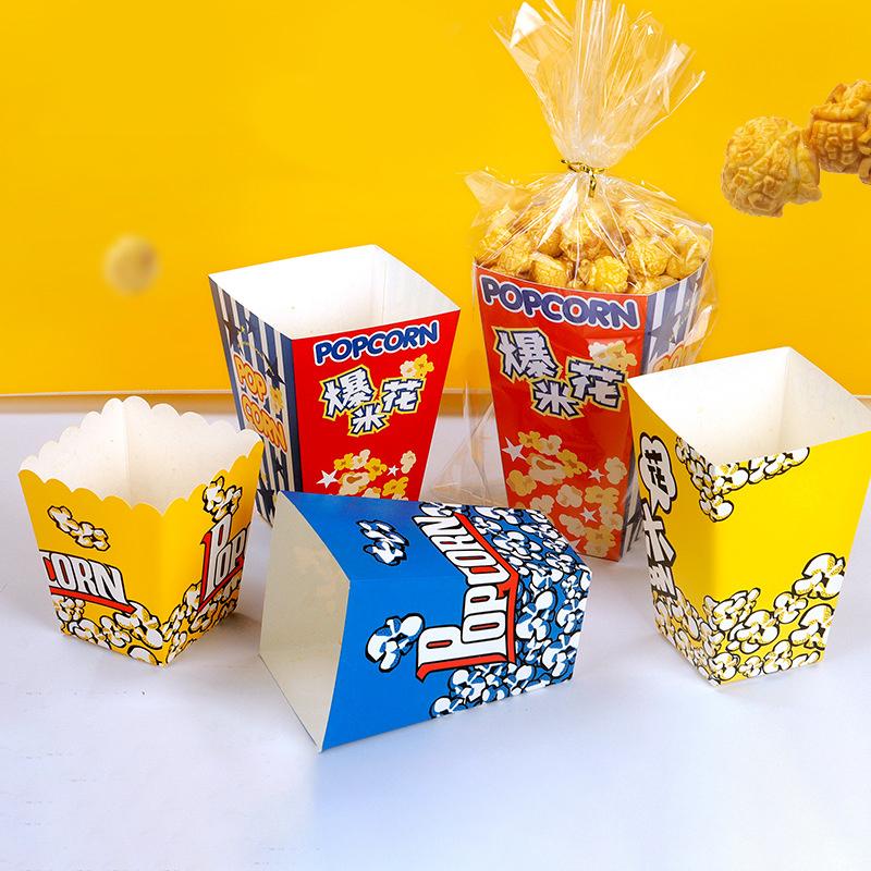Disposable Popcorn Buckets Container Holder Paper Cup Popcorn Boxes Packaging Box For Theme Birthday Party Decoration