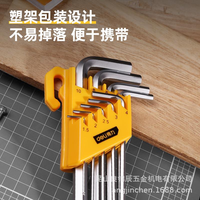 Deli Tools 9-Piece Metric Circlip Flat & Ball Head Angled Hex Wrench Set D230909