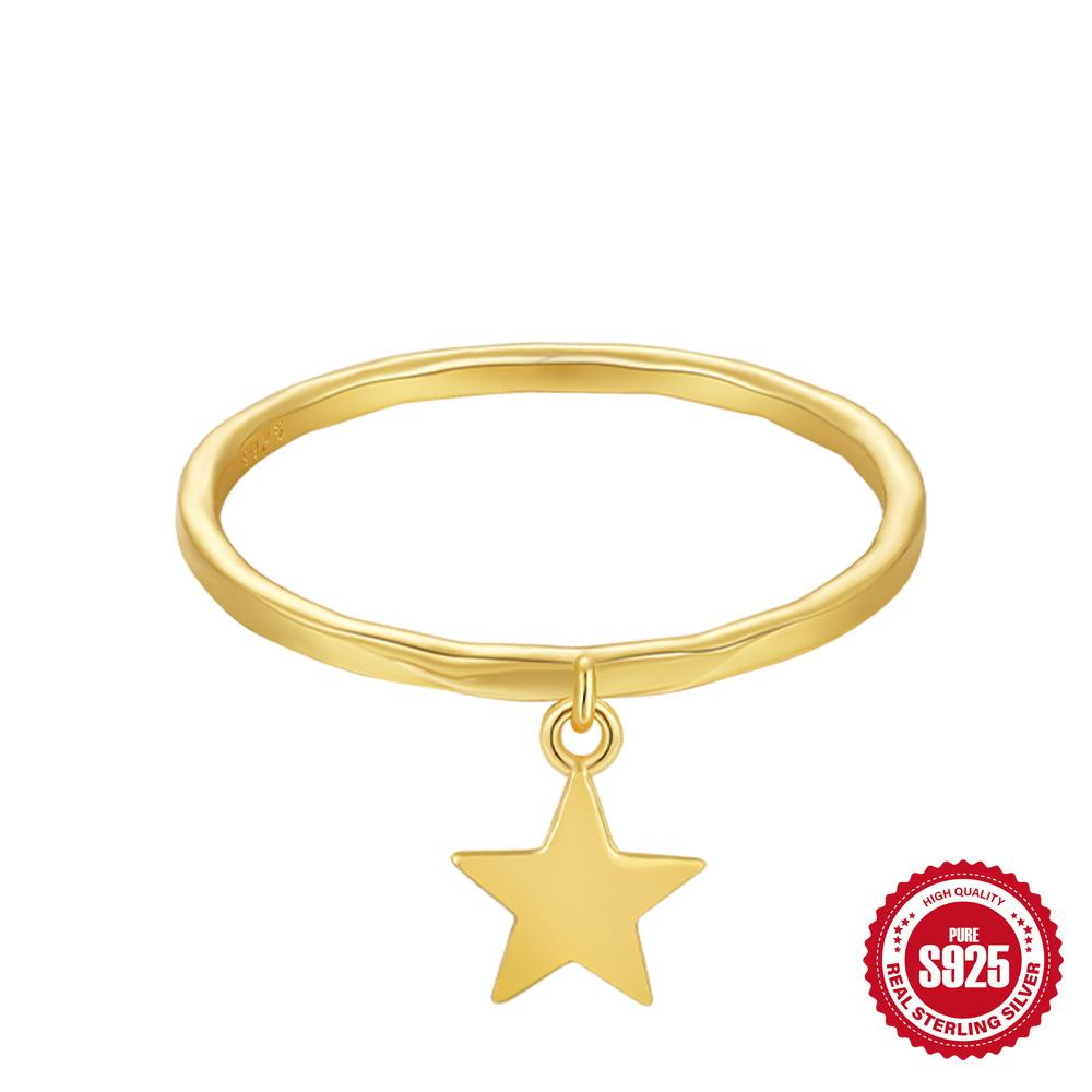 

Кольцо из простого глянцевого серебра S925 пробы с подвеской в виде капли воды, звезды, луны и бриллиантов, обручальное кольцо для свадьбы No.7