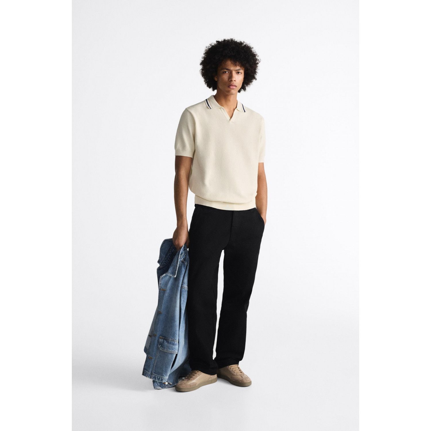 

TEXTURED KNIT POLO SHIRT