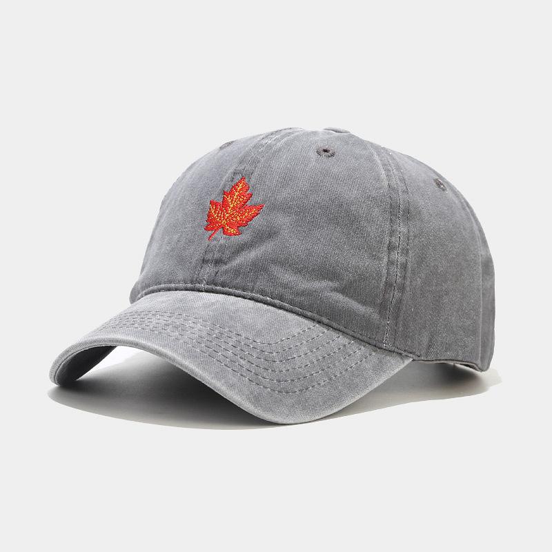European and American New Maple Leaf Washed Retro Baseball Caps, Men's and Women's Trend Curved Brim Hats, Outdoor Travel Sunscreen Visors