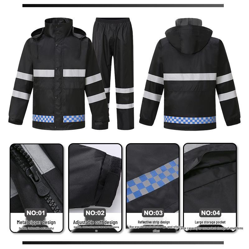 Duty Reflective Raincoat & Pants Set for Traffic and Sanitation Patrol