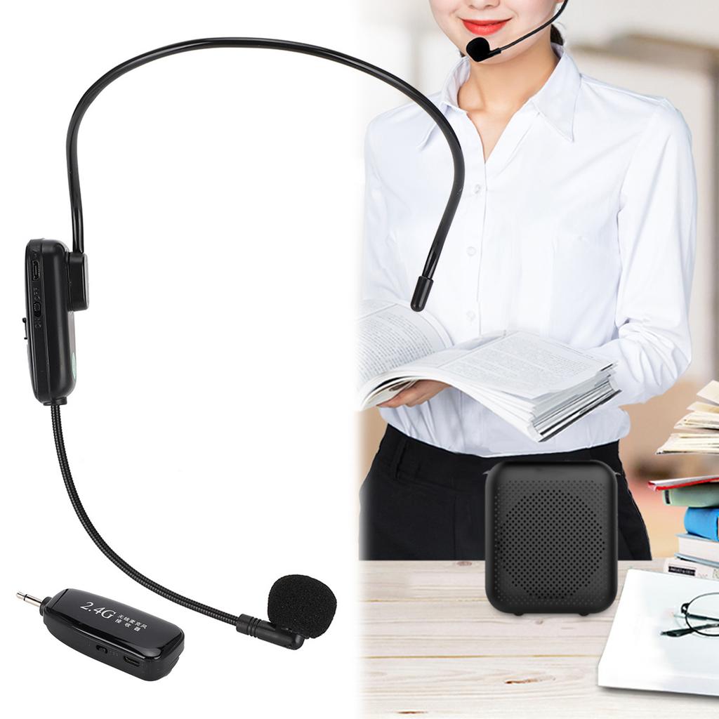 2.4G Wireless Headset Microphone Transmitter Receiver Portable Auto Pairing for Teaching Guide