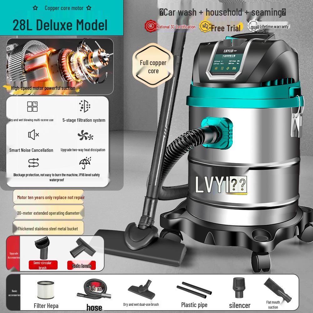 High-Power Industrial Vacuum Cleaner - Large Suction for Home, Auto, Carpet, and Seam Cleaning