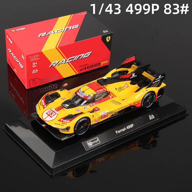 Burago 1:43 2024 Ferrari 499P #83 Legierungs-Rennwagenmodell 24h Le Mans Rennen Diecast Fahrzeuge Spielzeug