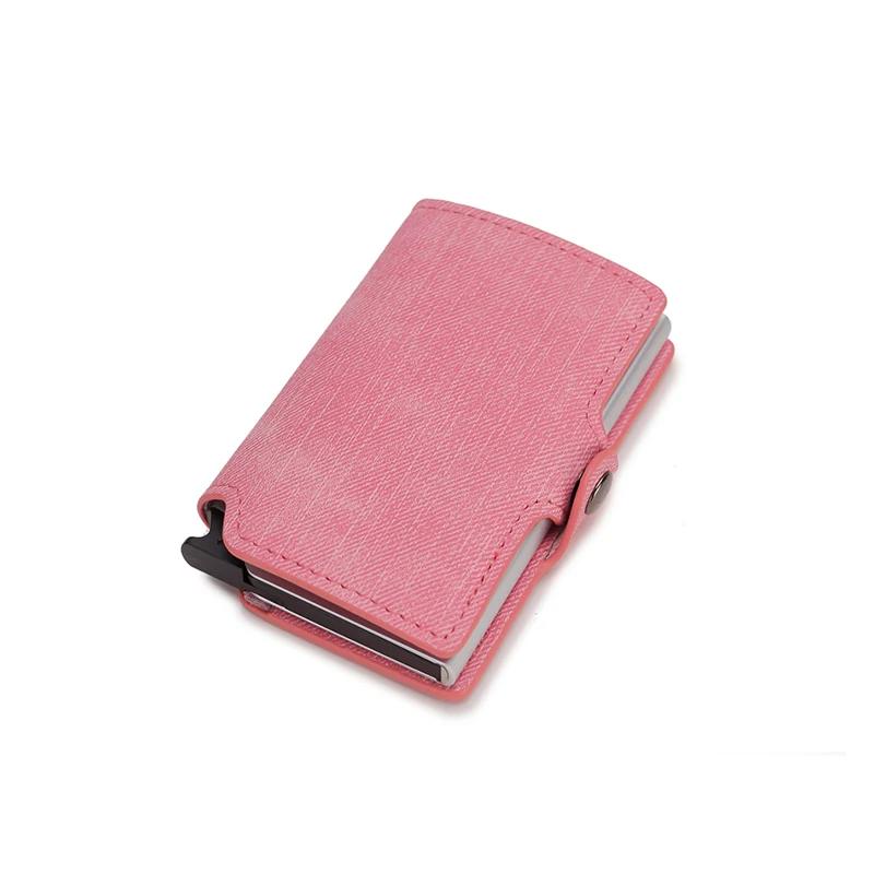 Fashion Women Wallet Rfid blocking credit Card Holder Solid Color Vintage Short Wallet Ladies Girls Pink Cardholder Clutch Bag