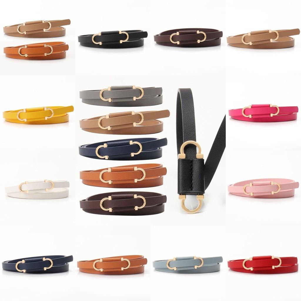 Womens Minimalist Fake Leather Belt With Gold Alloy Buckle For Casual Dress And Sweater Outfits