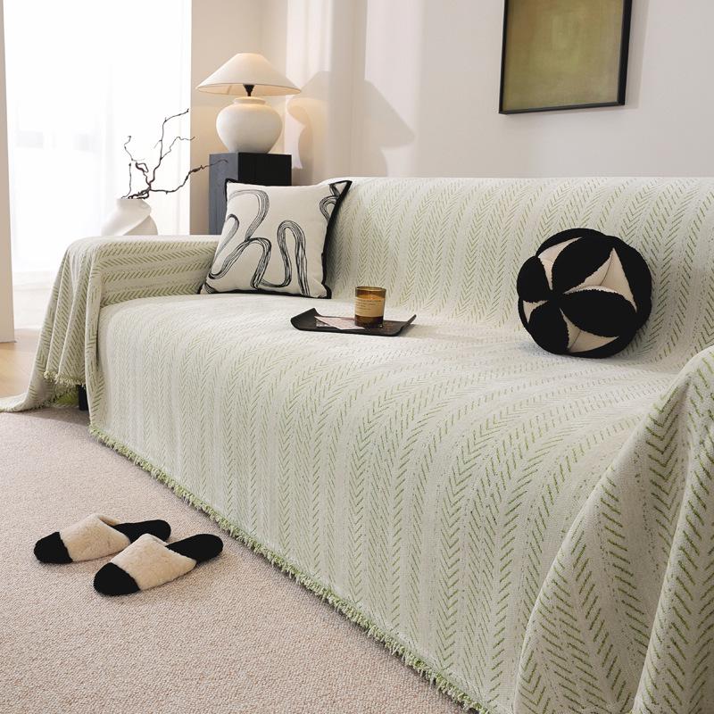 Modern Minimalist Chenille Herringbone Sofa Cover, Four Seasons Non-Slip Blanket