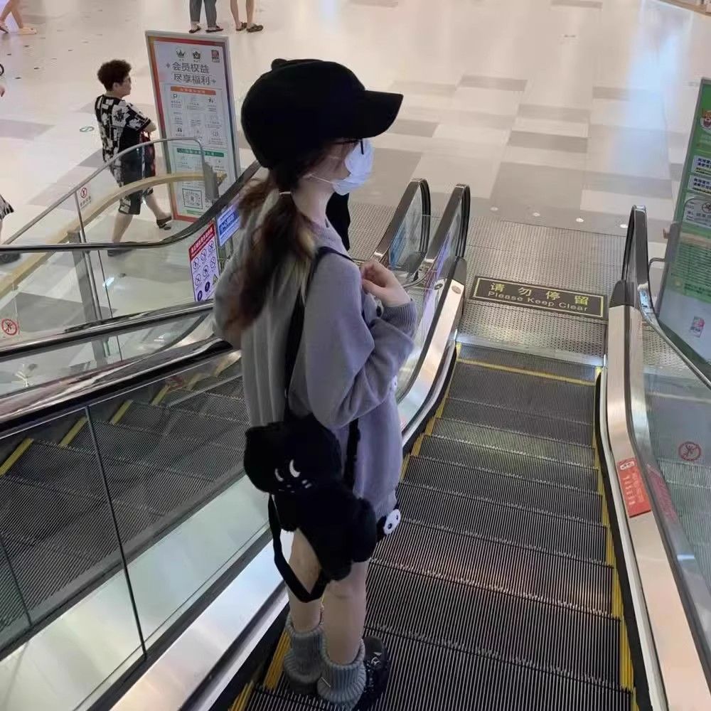 Kawaii Šedé Dámské Svetry Japonský styl Preppy Pletené svetry Cutecore Oversized svetry Sweet Harajuku Soft Girl