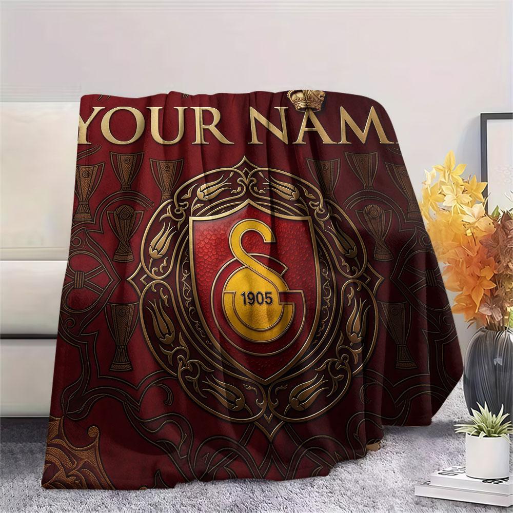Custom Name,Galatasaray SK Printed Flannel Blanket, soft throw for bedroom sofa, washable, Christmas present, great gift.