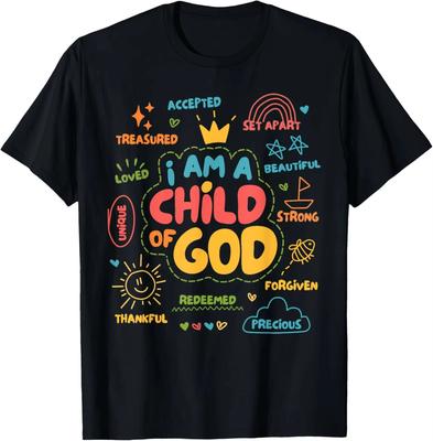 I Am A Child of God Christian Retro Jesus Faith Design Gifts TShirt Breathable and Comfortable Men and Women Cotton Tee