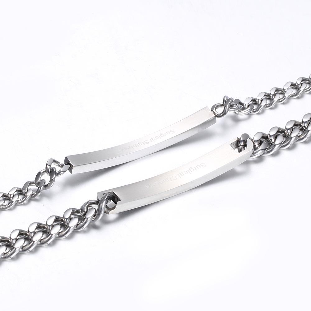 Engravable Titanium Steel Couples Bracelet – Sleek Long Strip Design for Men and Women