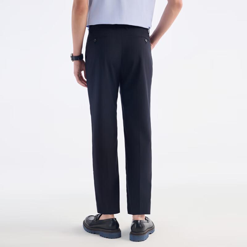 JOEONE Men's Machine Washable Wool Blend Straight Fit Suit Trousers