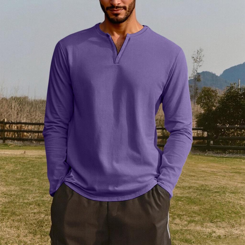 Men's V-neck Long-sleeved Top Is Casual