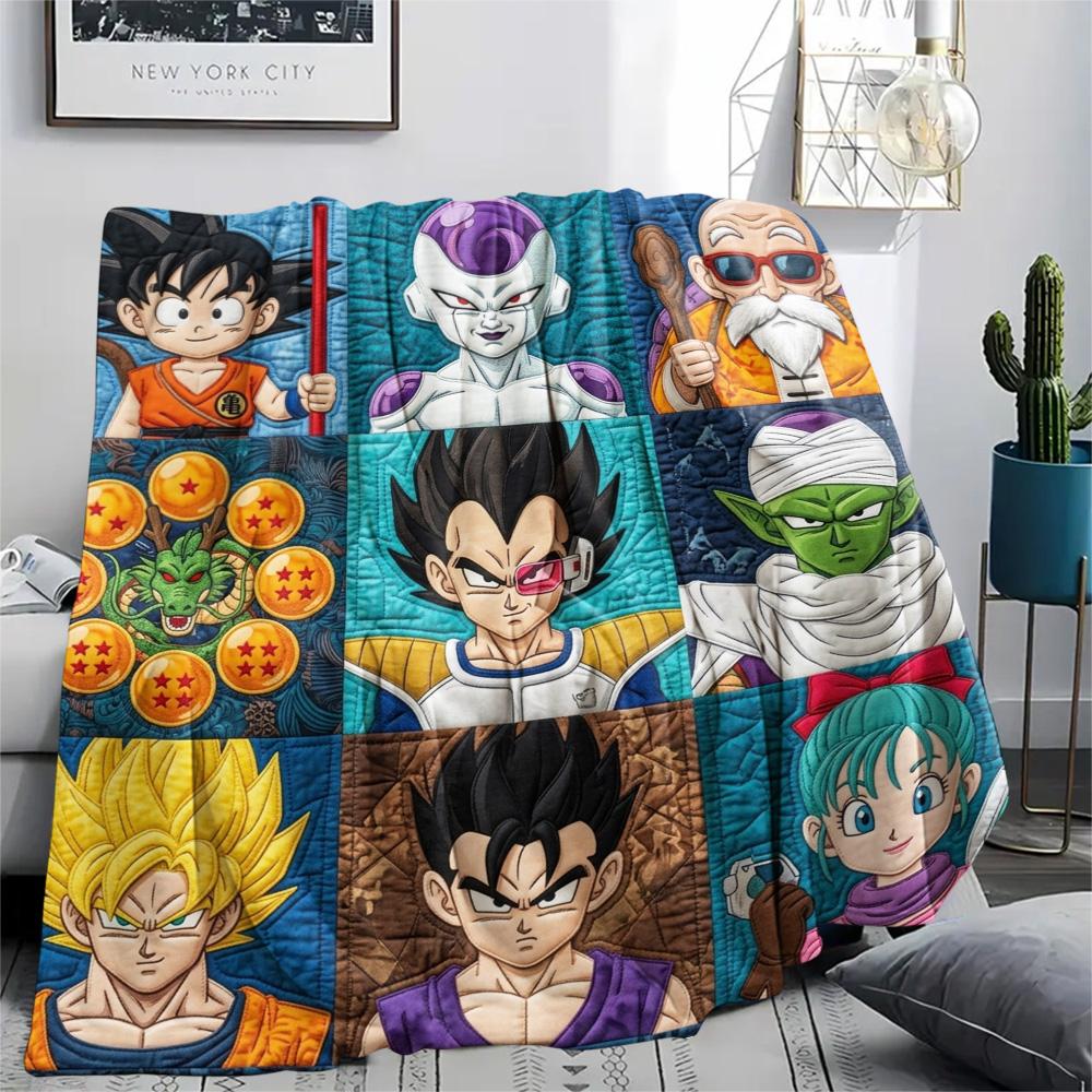 Dragon Ball Goku Flannel Blanket Print Cozy Warm for Beds Chairs Sofas Bedroom Picnic Outdoor Trip.-TING