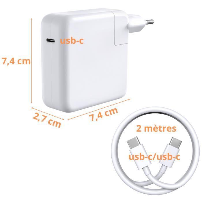 Ladegerät 61W - Phonillico - USB-C - Kompatibel mit MacBook PRO/AIR - 2M Kabel enthalten