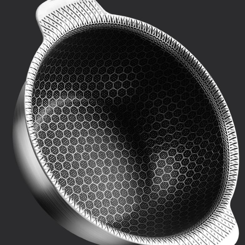 Tri-ply Nonstick StockPot/Cooking Bowl,Compatible with Induction, Gas, and Open Flame Stoves, Made of 316 Stainless Steel with Honeycomb Texture