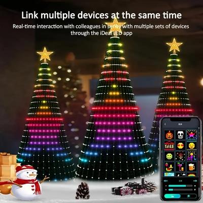 Światła choinkowe, zewnętrzna dekoracja świąteczna ze sterowaniem zdalnym i aplikacją, zmieniające kolor światła RGB, 400 diod LED, timer na Boże Narodzenie