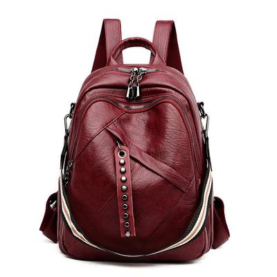 BUKESIYI Women's Mini Backpack, Large Capacity, Waterproof, PU Leather, JP78196, Wine Red