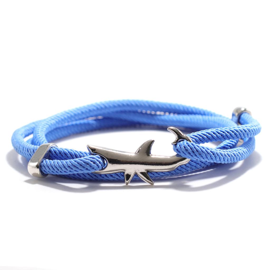 Sea Animal Shark Bracelet Men Women Multilayer Adjustable Survival Braclet Beach Jewelry Gift For Lover Good Luck Red Braslet