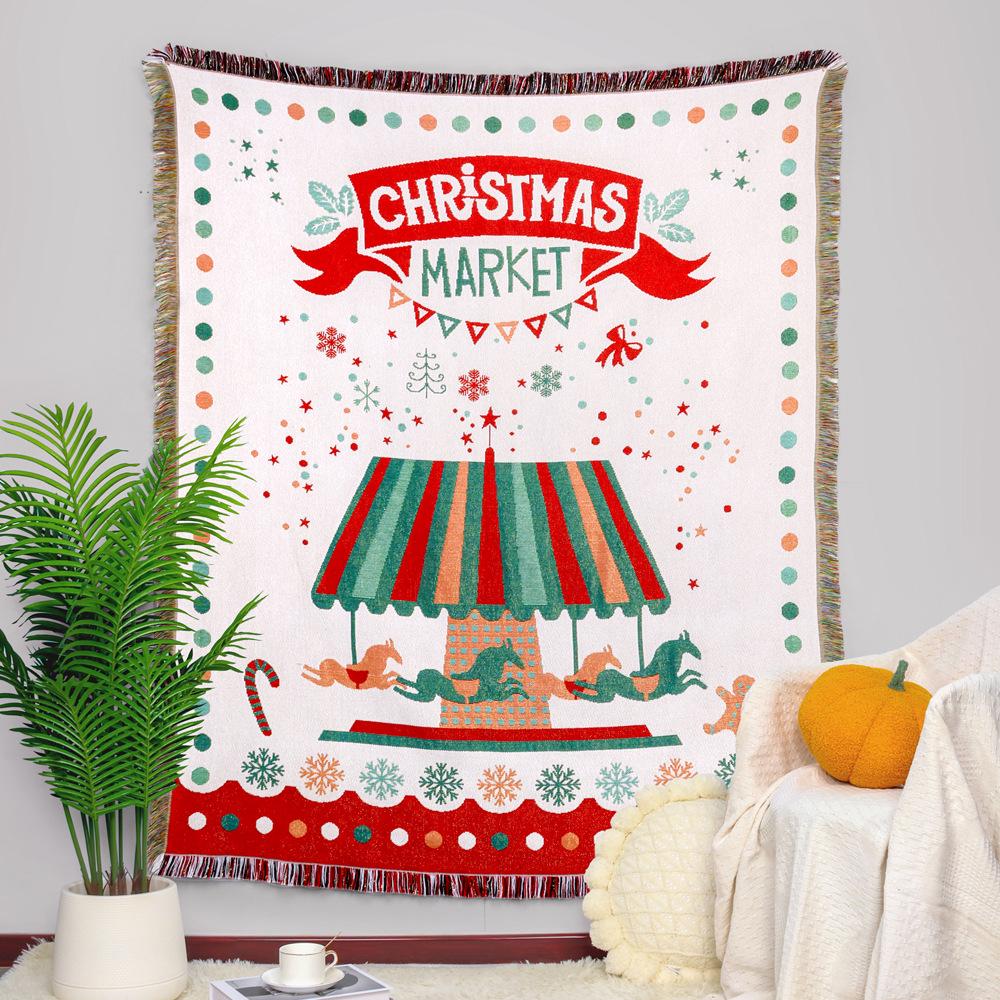 Bohemian Christmas Tapestry Blanket - Thick, Anti-Cat Claw Sofa Cover