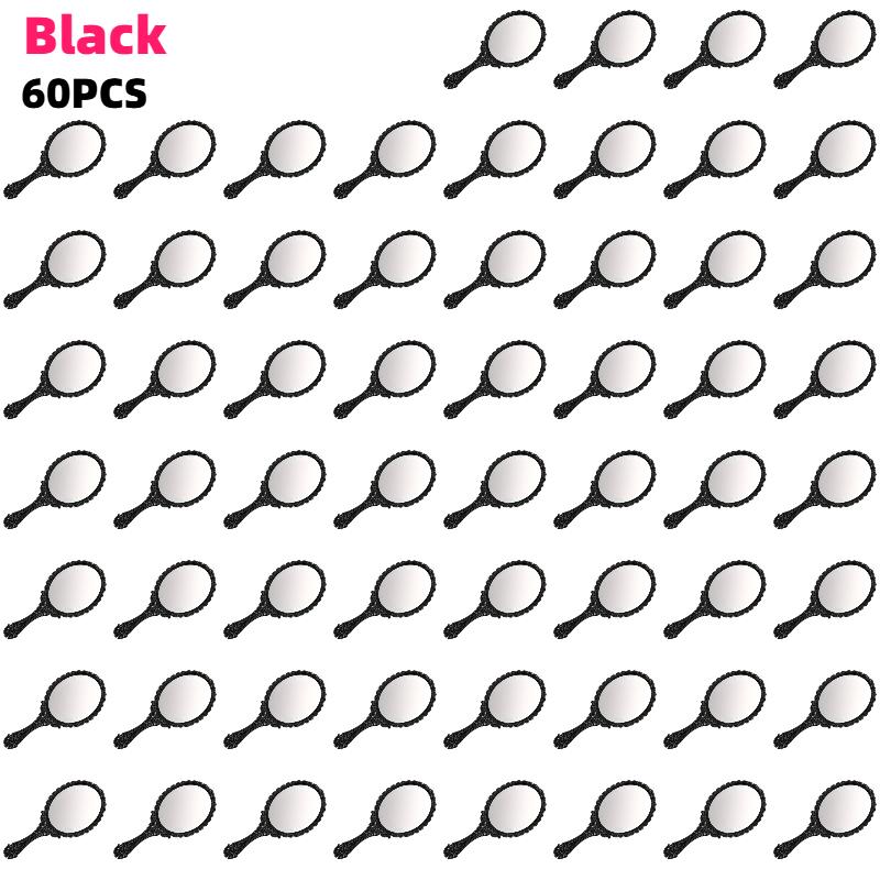 60pcs Retro Handheld Mirrors Bulk Makeup Mirror Embossed Flowers Decorative for Home Salons Travel Wedding Princess Party Favors