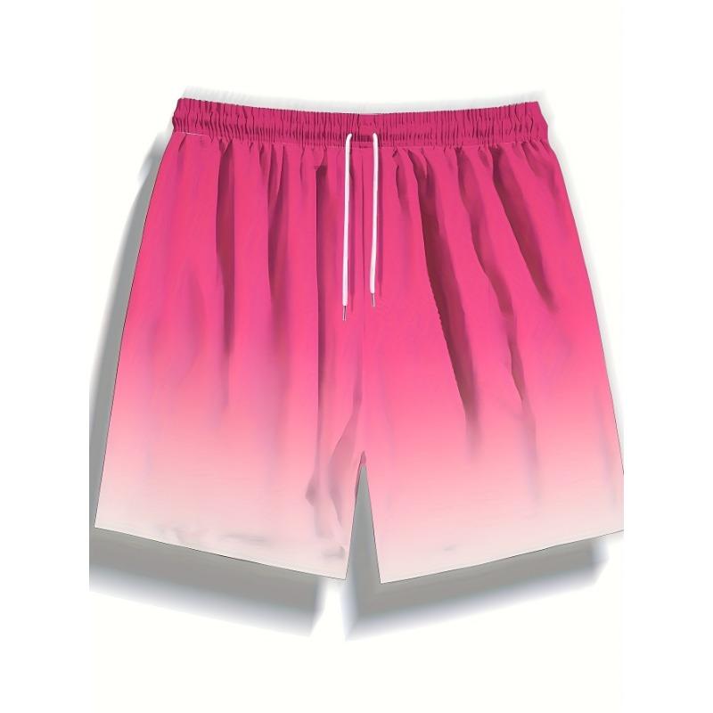 Gradient print men's casual fashion sports shorts loose and comfortable gym men's swimwear beach shorts