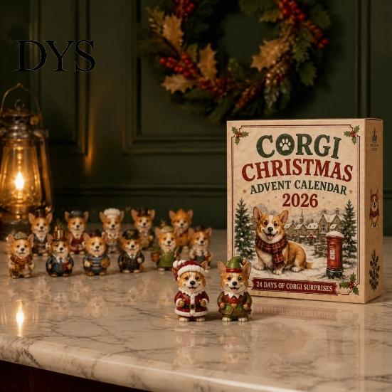 2026 Christmas Special Edition 24 Days Advent Calendar with Mini Corgi Figurines, Holiday Countdown for Kids Dog Lovers, Cute Ornaments Decoration