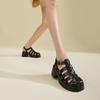 Deconstructing Aesthetics: Women's Sandals Summer Genuine Leather Weaving Baotou Back Hollow Thick Bottom Pig Cage Shoes Roman Half Sandals for Women