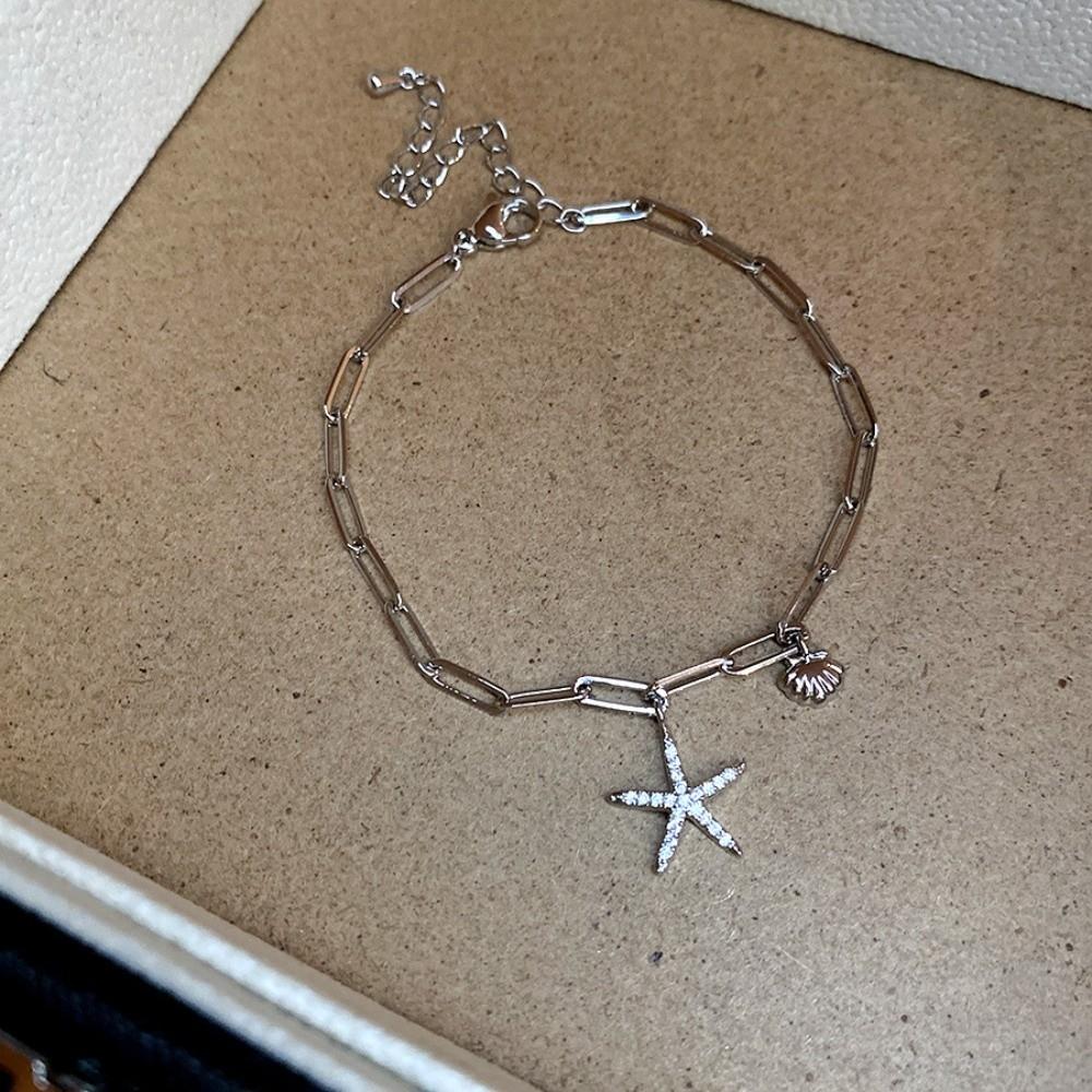 Sea Series Bohemian Shell Bangle Copper Zircon Beach Hand Chain  Couple Gift