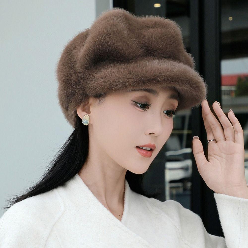Imitation Mink Plush Thick Warm Hat Protection From Cold Winter All-match Hat Fashion Women Beret
