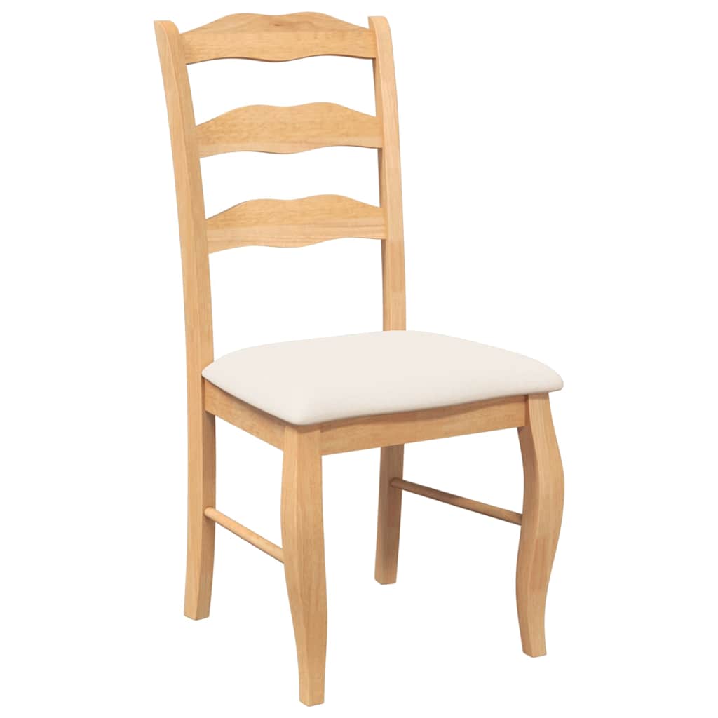 Dining Chairs with Cushions 2 pcs Natural Solid Rubberwood