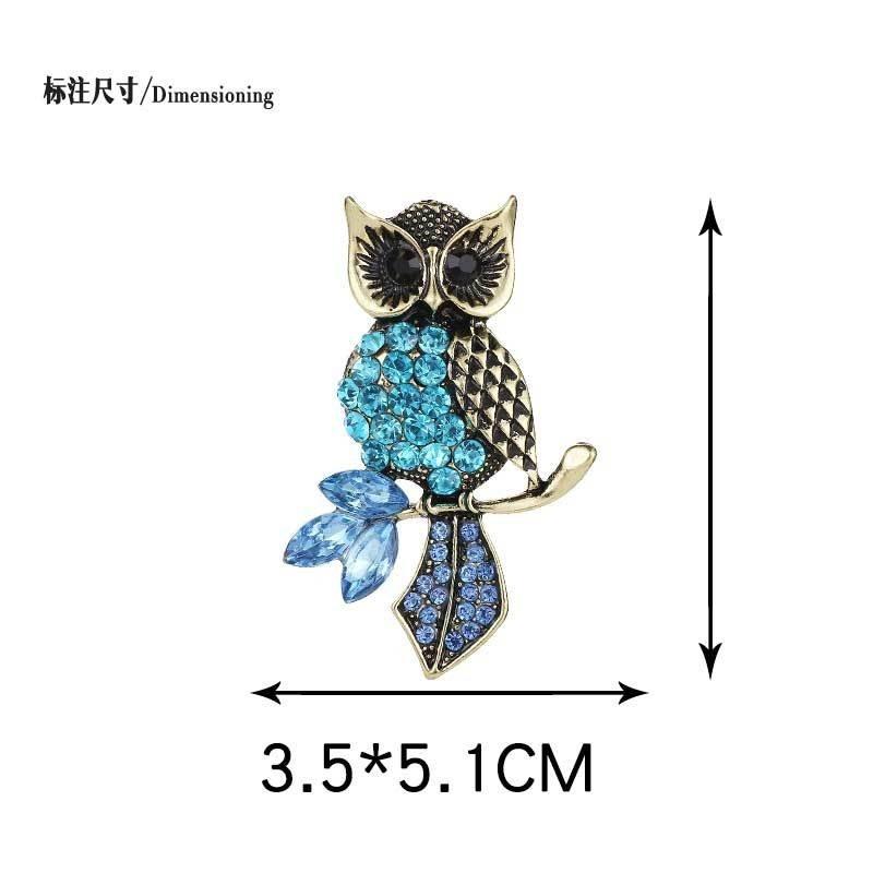 Neue Braut Eule Anstecknadel Bouquet Vintage Blau Hochzeitsbroschen