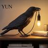 Retro Decorative Bird Light Crow Table Lamp, Gothic Raven Night Light, Halloween Black Creative USB Powered Ornament Dark Academia Lamp for