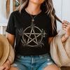 Botanical Pentacle Wiccan T Shirt Pagan Symbol Witchy Herbal Witchcraft Spiritual For Wicca Vintage Washed
