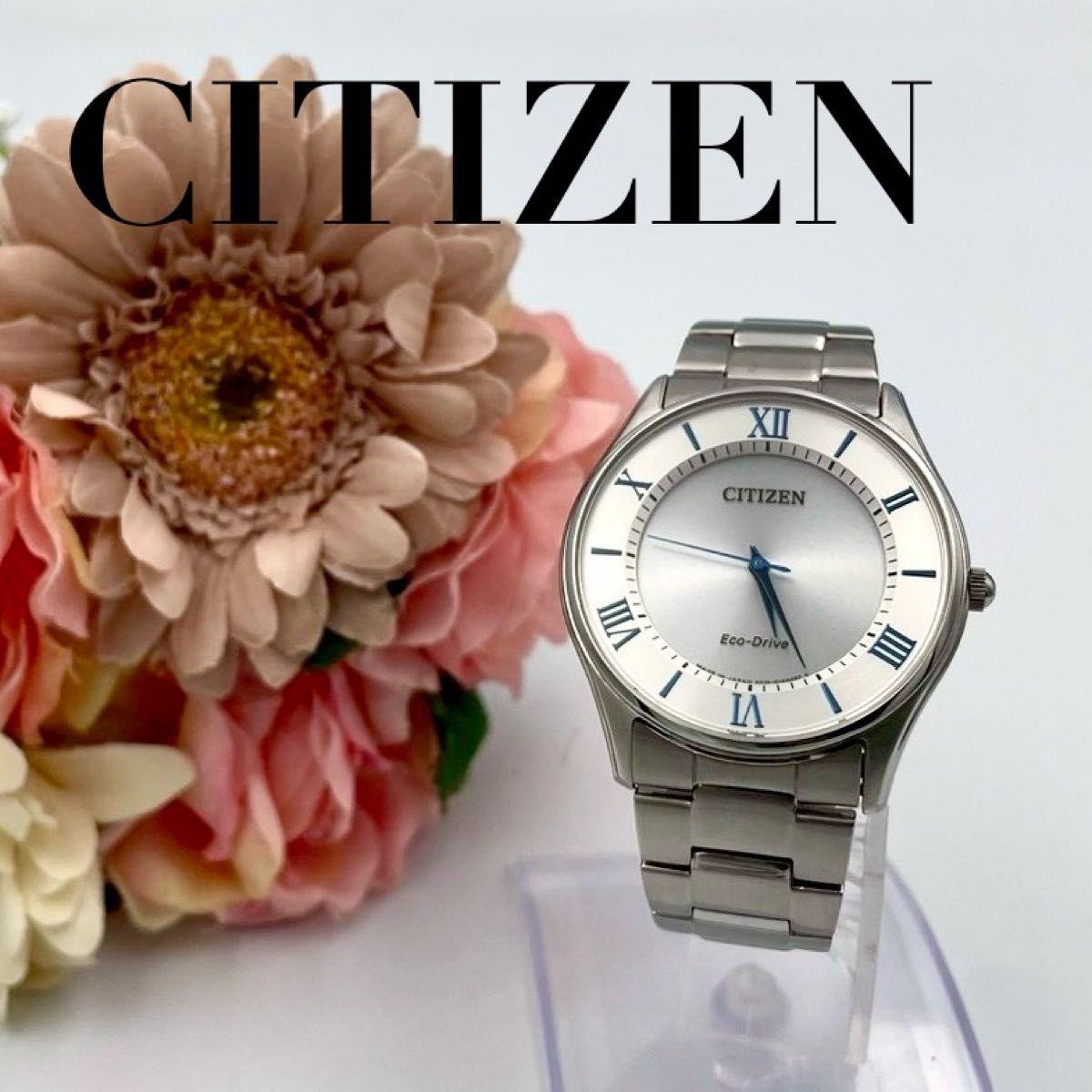236 CITIZEN Citizen Eco Drive Solar Watch Round Men s 3 Hand Stainless Steel Silver Working Item