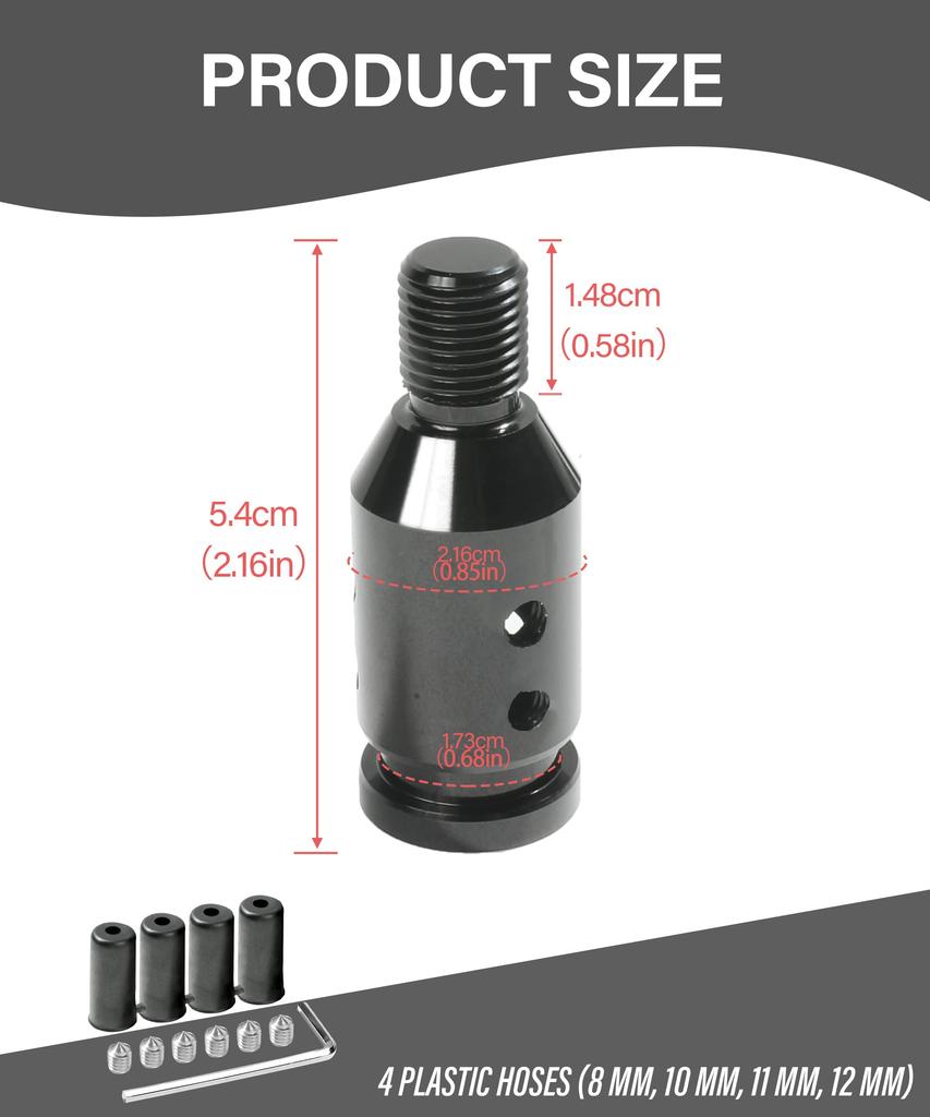 YAKEFLY Universal Gear Shift Connector, Aluminum Auto Shifter Adapter, Screwless Manual Gear M12x1.25 (Black)