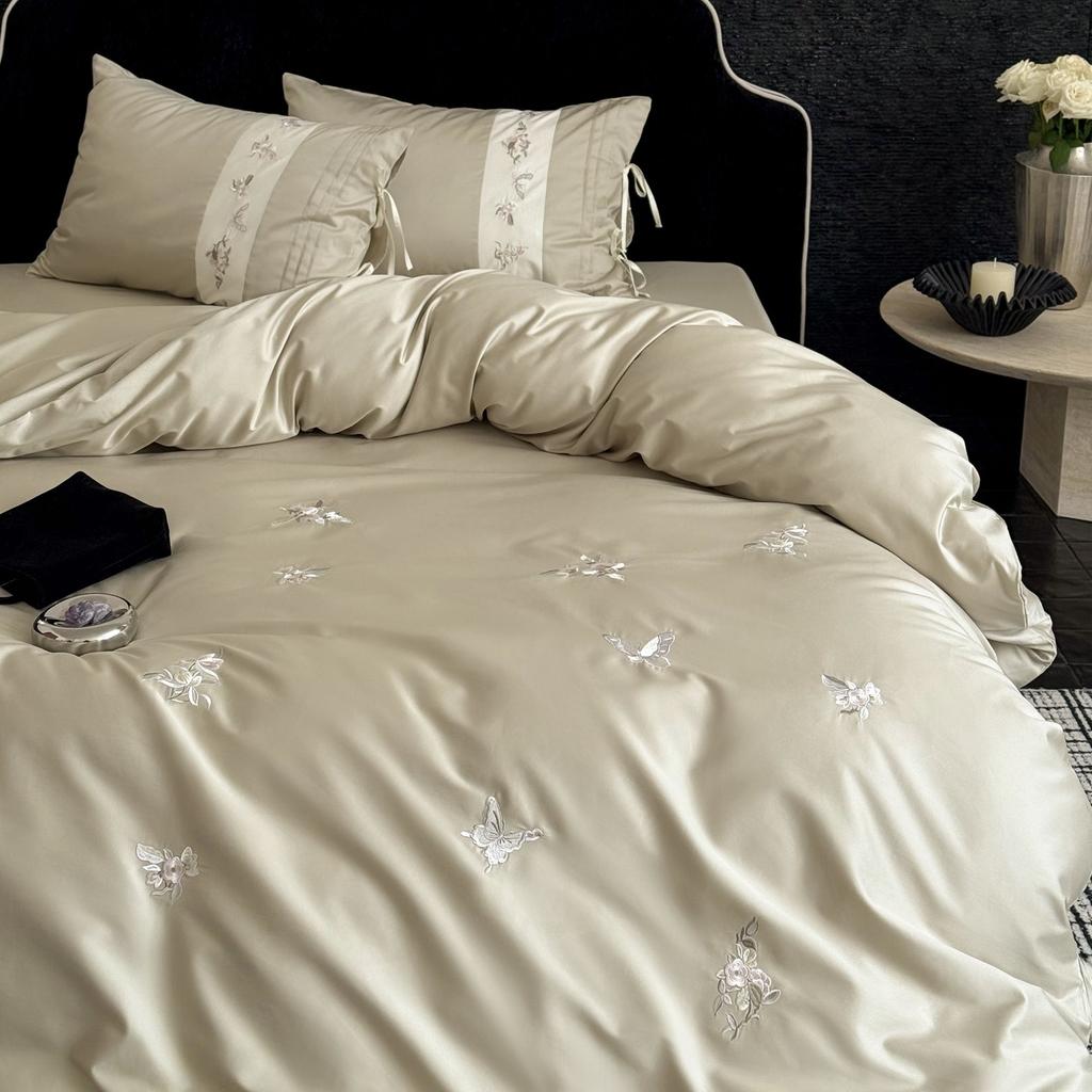 French Princess Style 100S Long-Staple Cotton Four-Piece Girl Heart Romantic Stamen Embroidered Bed Sheet Quilt Cover Bedding