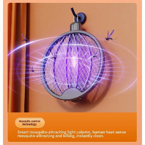 Foldable Electric Mosquito Swatter 3-in-1 Electric Mosquito Killer Anti-mosquito Lamp Rechargeable Wall-Mounted Mosquito Swatter