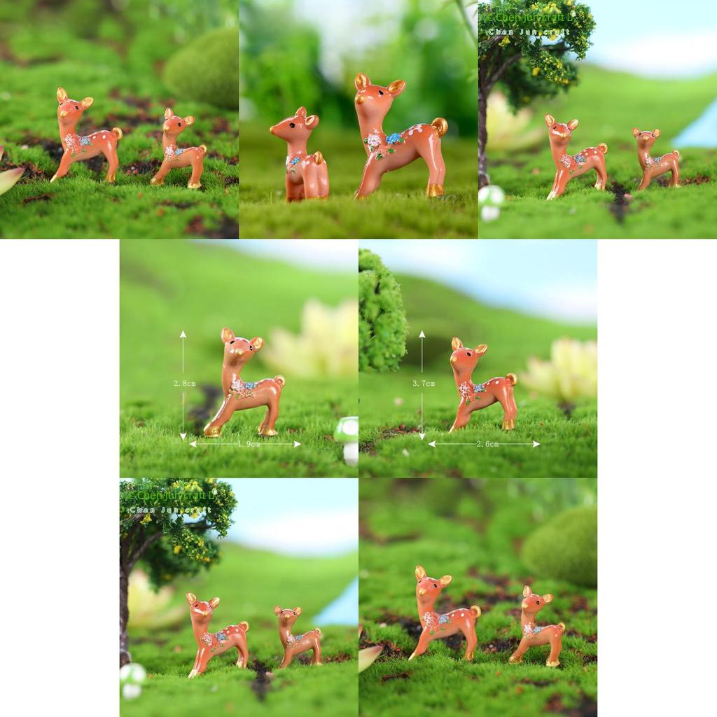 Adorable Resin Deer Figurine Miniature Moss Snow Scene Diy Christmas Decor