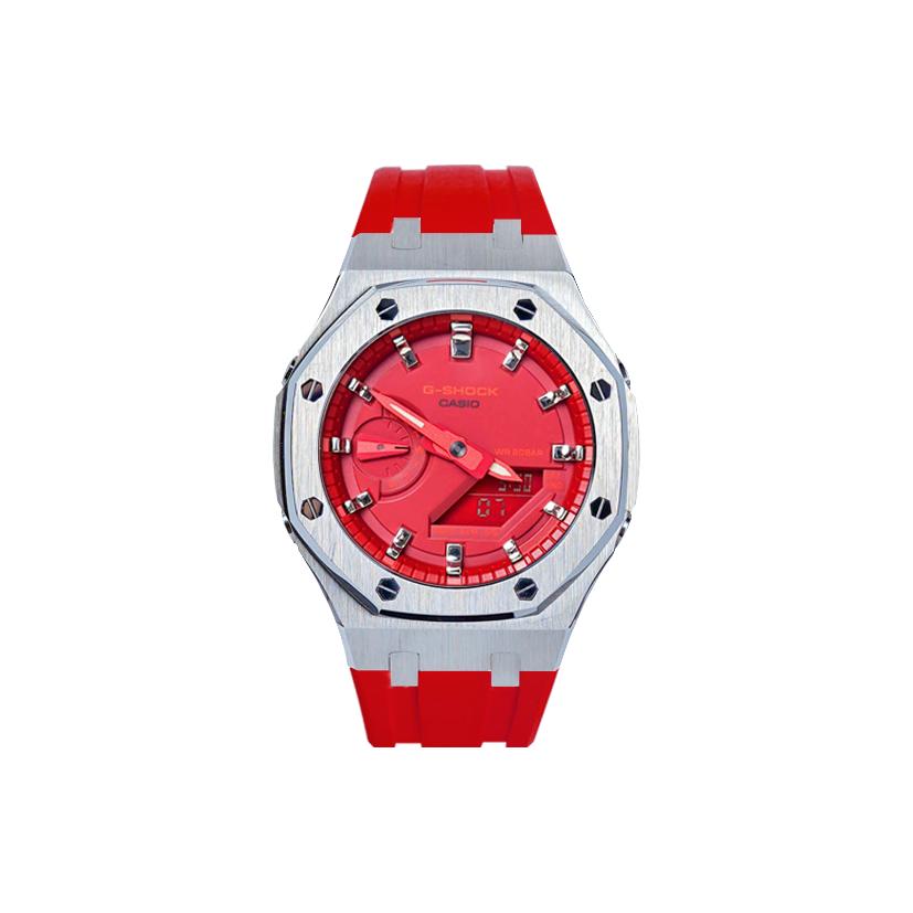 

CASIO Unisex Liquid Crystal,Analog Dual Display Series 48.5mm Red Watch GA-2100-4A(Watch8--) Regular Watch Box