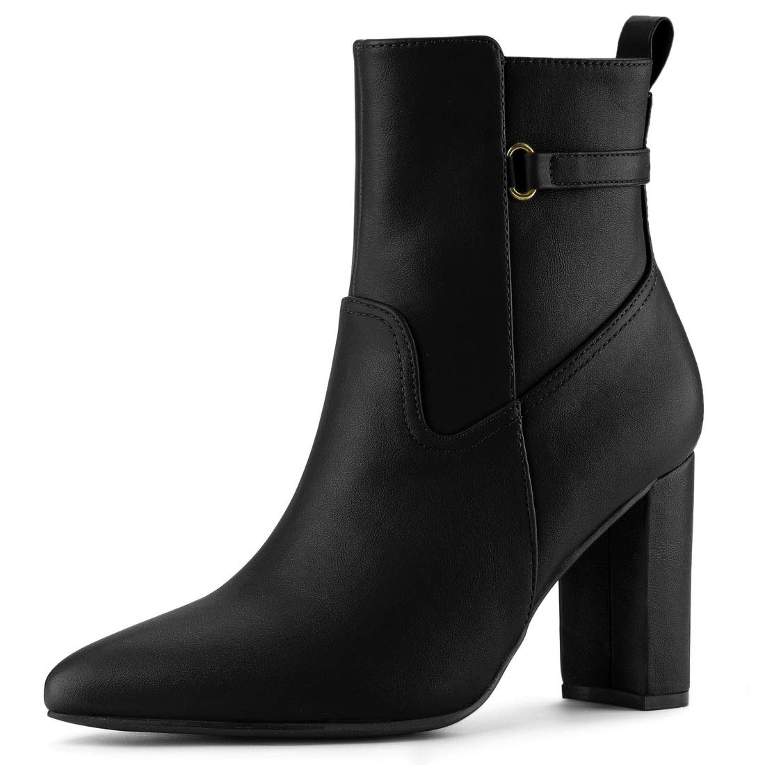 

Allegra K Women s Pointed Toe Ankle Boots with Chunky Heels, Black, Size 26.5cm