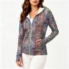 Women Lightweight Zip Up Hooded Jacket Long Sleeve with Pockets Printed Sun Protection Outerwear for Outdoor Activities