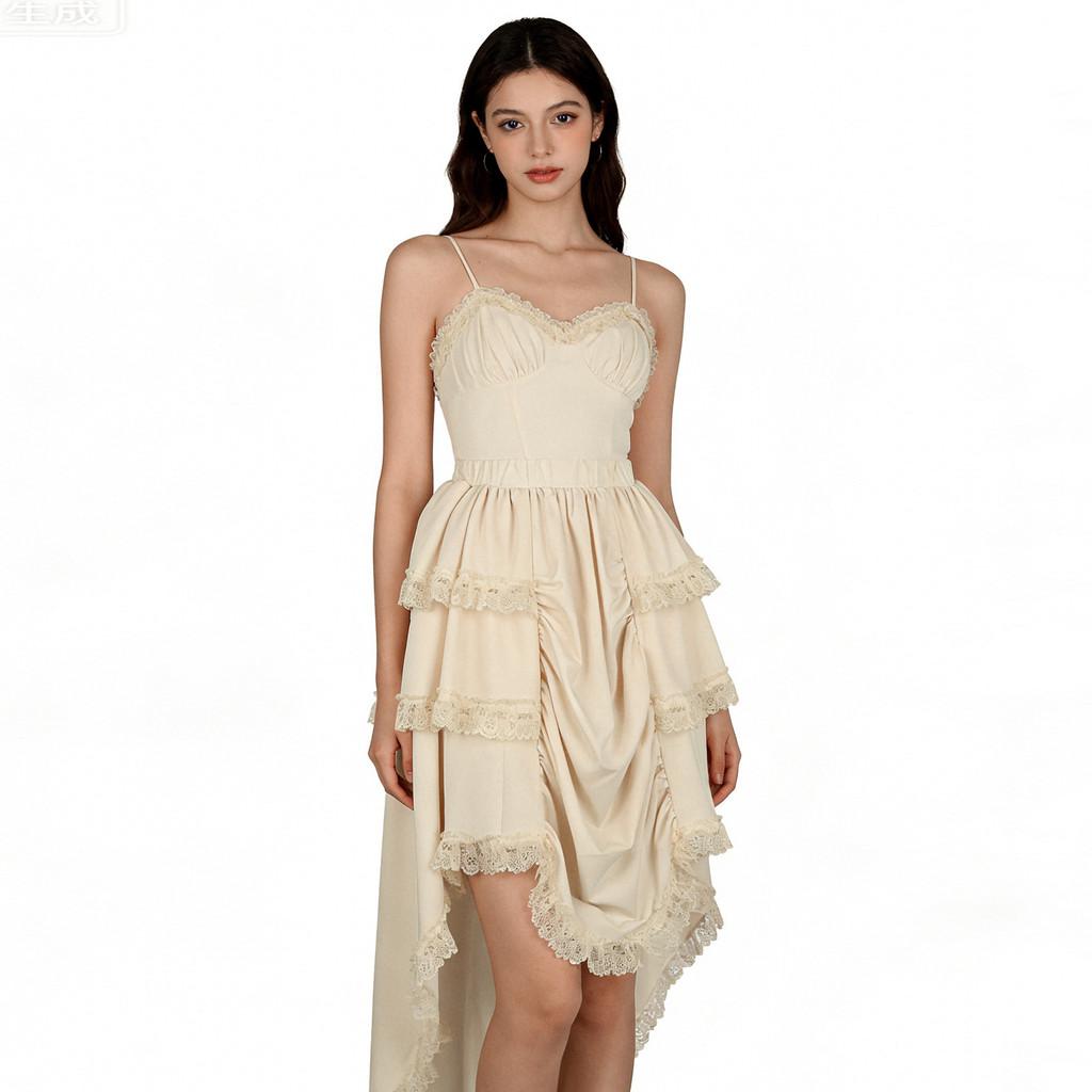 European Renaissance Vintage Skirt With Lace Trim For Cosplay And Stage Performances
