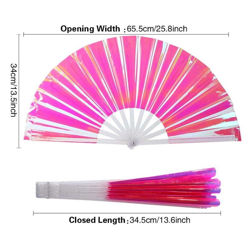 1PC Hand Rave Fan Large Music Festival Fan Gifts Folding Fan Colorful Foldable Fan 33cm