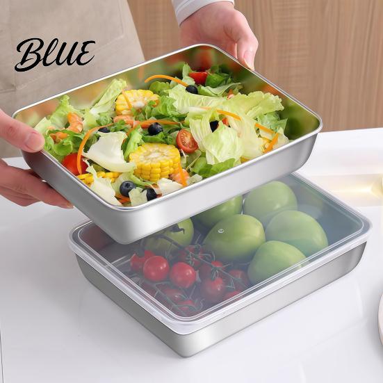 Dishwasher Safe Food Box with Stainless Casserole Steel Dispenser Rectangular Pan Multipurpose Arc-shaped Handle Portable Picnic Large Capacity