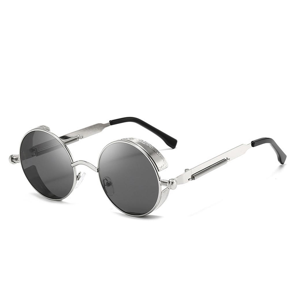 Retro Punk Sunglasses Round Reflective Glasses for Men Women Vintage Style UV Protection