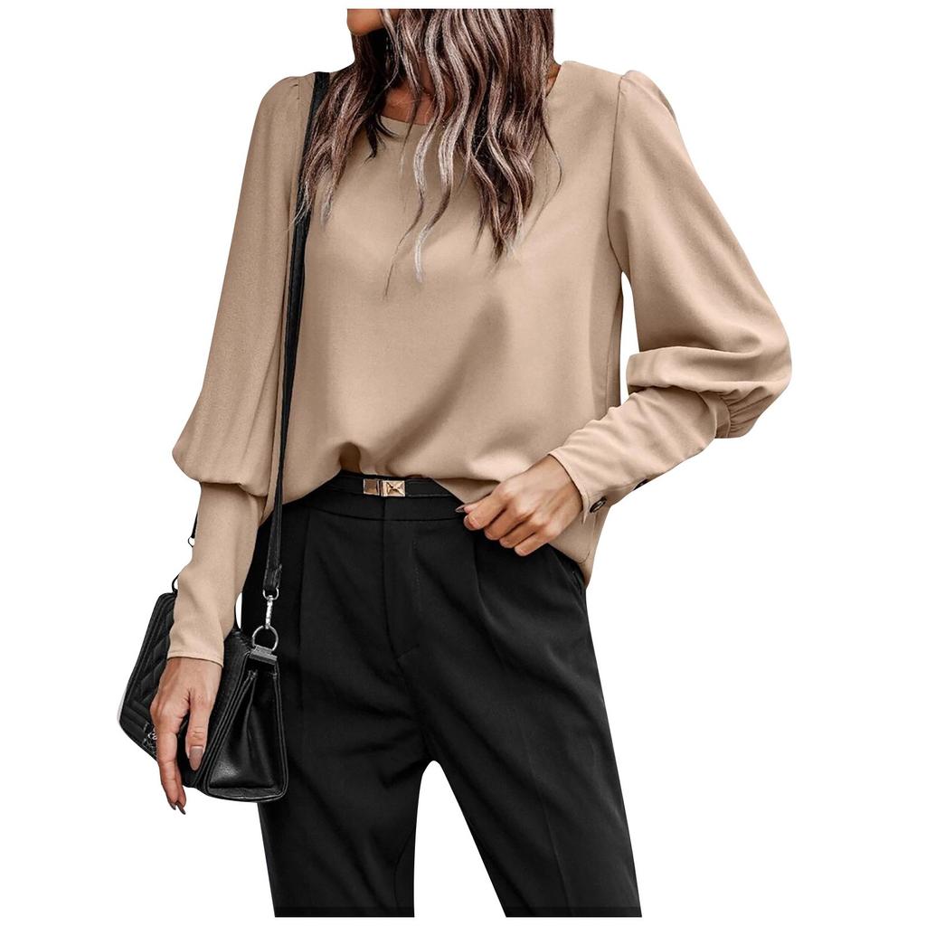 Women's ,color Casual And Versatile Round Neck Stylish Shirt Top