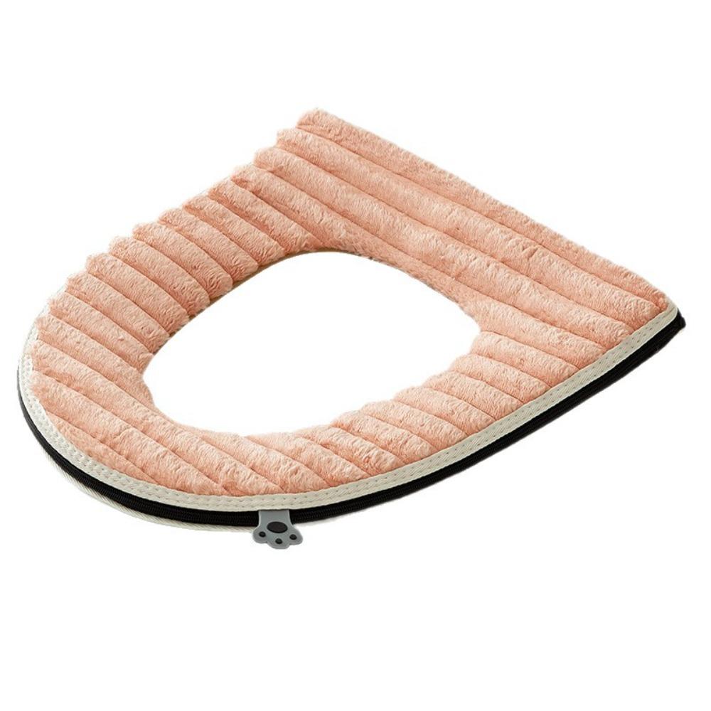 Double-sided Toilet Seat Cushion Stripe Plush Toilet Seat Pad Household Four Seasons