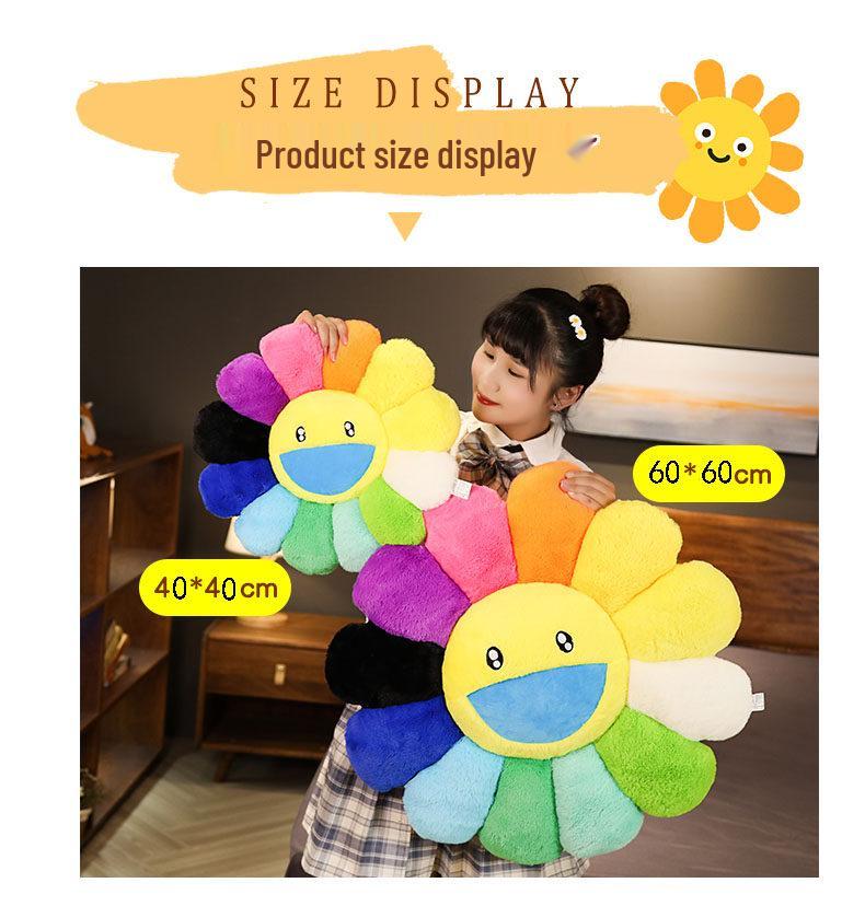 Colorful Sunflower Seat Cushion - Plush Toy & Floor Mat for Students, Bay Window Decor, or Girls' Gift